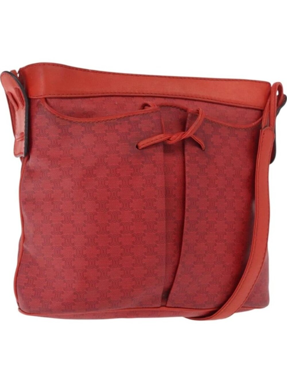CELINE Macadam Canvas Shoulder Bag Red Gold